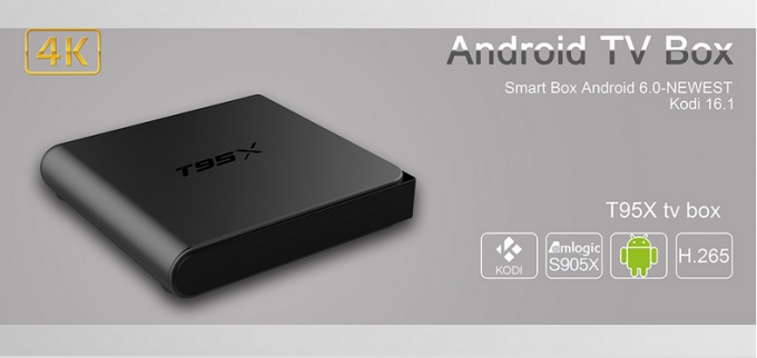 Les adjonctions de boîte du plastique T95x Amlogic Android TV ont préinstallé la couleur noire